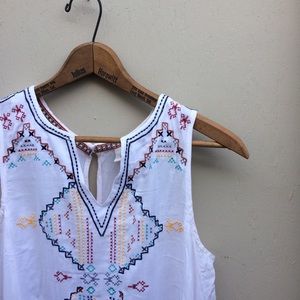 High Low Cross Stitch Embroidered Tank Top